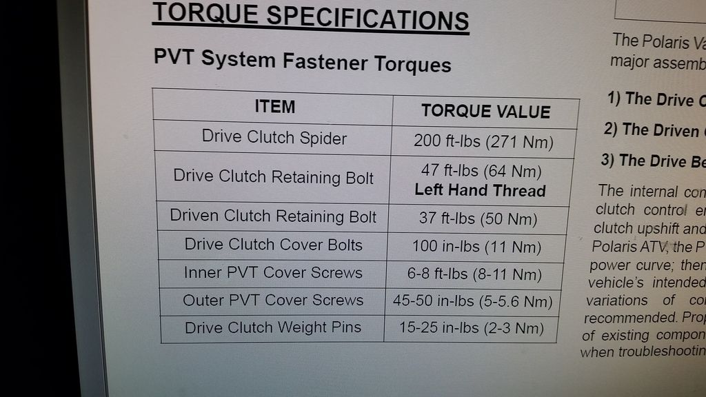 Torque Specs On Primary Clutch at Dawn Cross blog